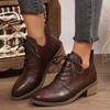Dames Leren Schoenen 2026 Herfst Puntige Neus Retro Britse Korte Laars Vetersluiting Mode Buiten Zakelijk Casual Schoenen Zapatos Mujer