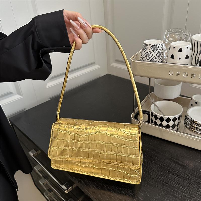 Einfache Steinmuster-Umhängetasche modische einfarbige hochwertige Tasche mit hellem Muster für Damen Pendeln praktische tragbare kleine quadratische Tasche Damen