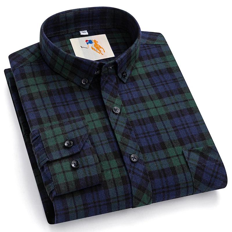 Flanell-Plaidhemden für Herren Klassischer Stil Langarm Umlegekragen Freizeitkleidung Täglicher Gebrauch Pflegeleicht Weiches Material Hemden