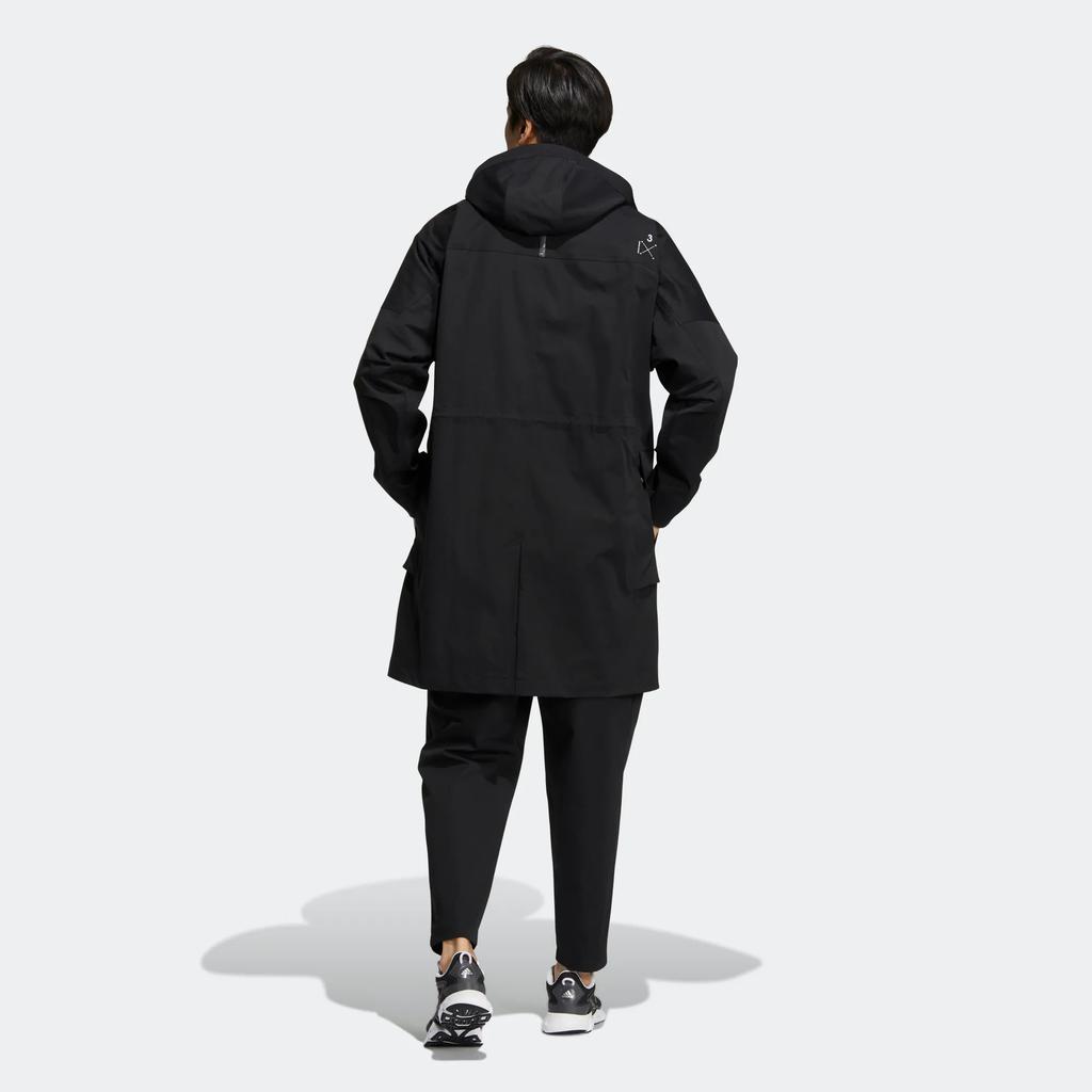 Adidas Preserve Long Weave Jacket with Front Logo Print Men Outerwear Black HM2709