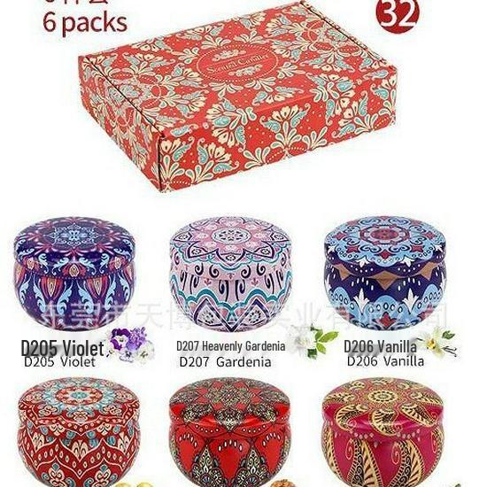 Six-Piece Soy Aromatherapy Candle Set - Long-Lasting Indoor Fragrance with Dried Flowers