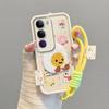 KEYSION Cartoon Cute Plush Embroidery Case for VIVO V40 Lite with Lanyard PU Leather Shockproof Phone Cover for VIVO Y200 5G Y19S