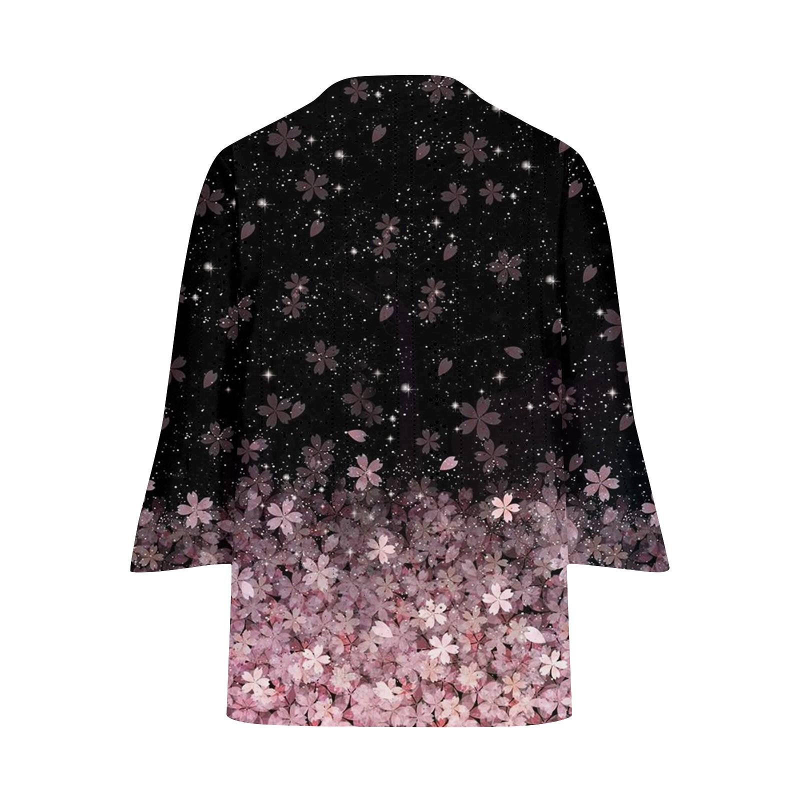 Женская мода свободный повседневный принт с рукавом три четверти рубашка на пуговицах — фото 5