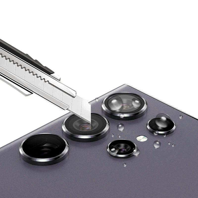 Bague en matériau pour appareil photo Samsung Galxy S24 Ultra S23 FE Plus S24+ S22 S25 ultra, coque arrière en verre trempé