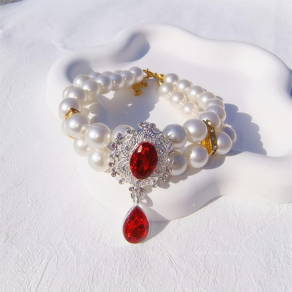 Original design pet heart of the ocean pearl necklace cat dog luxury gemstone double collar jewelry