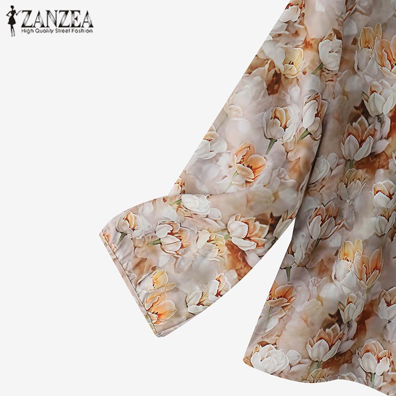 ZANZEA Lässige Bluse mit Rundhalsausschnitt und 3/4-Ärmeln für Damen