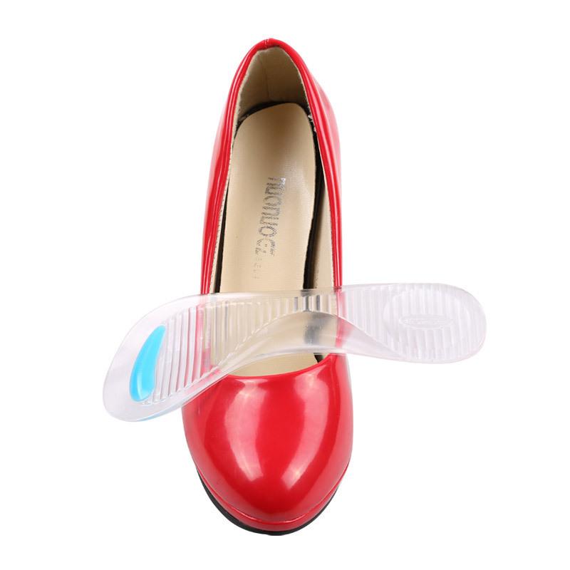 Women's Gel Massage Insoles: Two-Color, Three-Quarter Length, Thickened, Anti-Abrasion, Transparent Arch Support for High Heels.