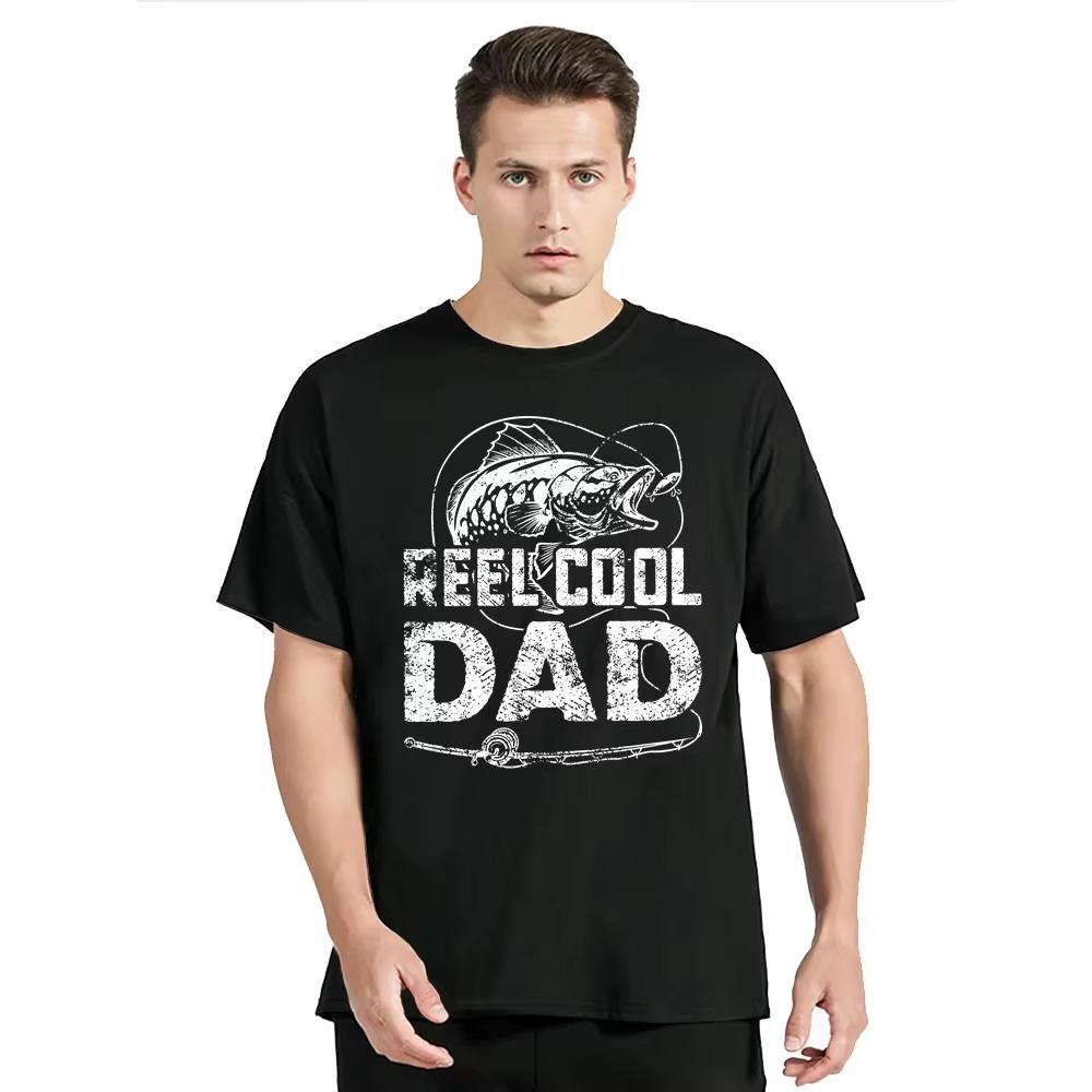 Reel Cool Dad Print Classic T-shirt Mens Clothing Fishing Rod And Fish Graphic T Shirt Fashion Casual Tops O-neck Tshirt