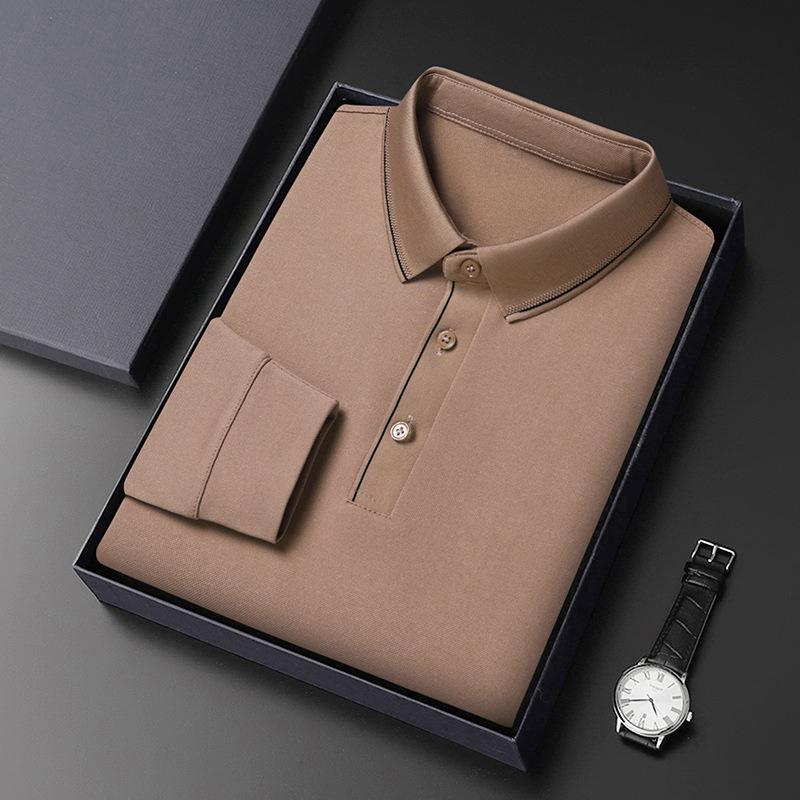 Father'S Wear Men'S Medium Loose Lapel Comfortable Casual Long Sleeve T-Shirt Polo Shirt
