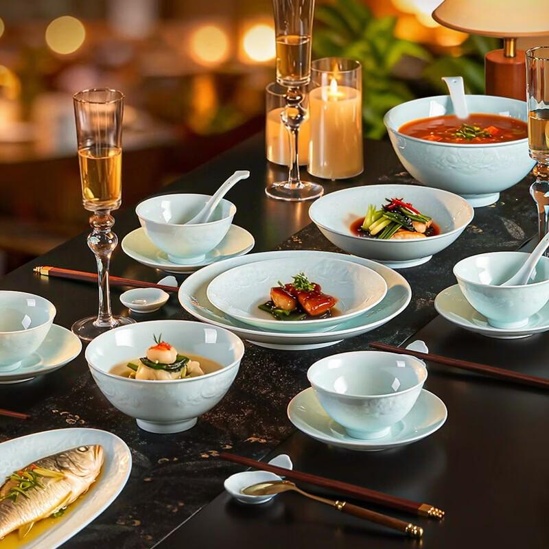Jingdezhen Shadow Celadon Dinnerware Set