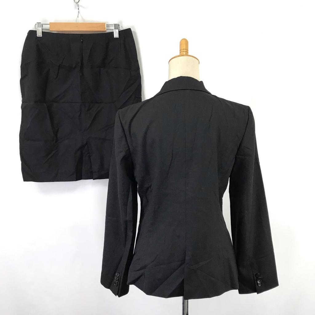 LES MUES femme Summer Mini Skirt Suit Set Women’s LL Black Subtle Stripe Jacket(USED)