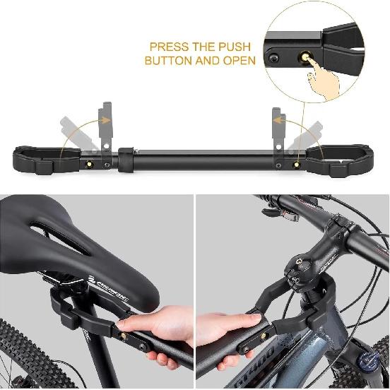 Bike Rack Cross Bar Adjustable Bicycle Top Tube Adapter for Low-Step Step-Through Bikes BMX Folding Bike Ladies and Kids Bikes