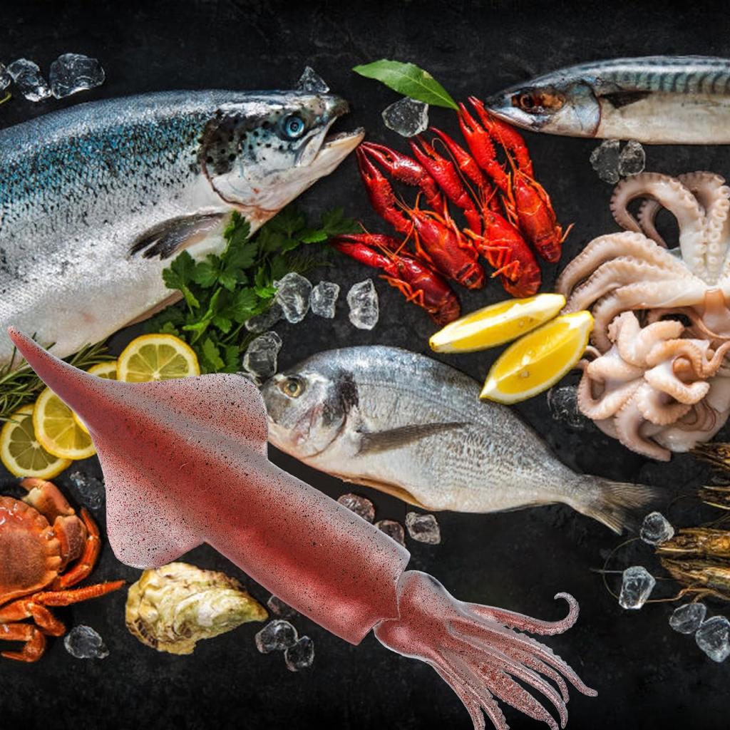 NOLITOY Spetsbläckfisk Bläckfisk för Kök och Restaurang Mat Matfotografi Interiör Havsdjur Leksaksmodell, PVC, Högupplöst Figur, Display,