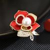Korean Camellia Freshwater Pearl Brooch Pin High-End Places Wear New Silk Scarf Buckle Design Sense High-End Complex