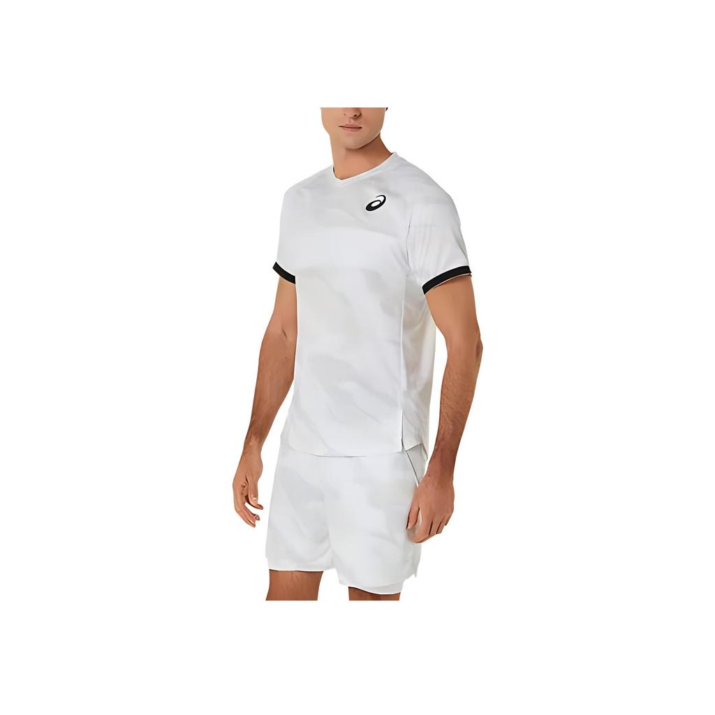 Asics Match Graphic Short Sleeve V-Neck Top Men Tops Gray 2041A245-100