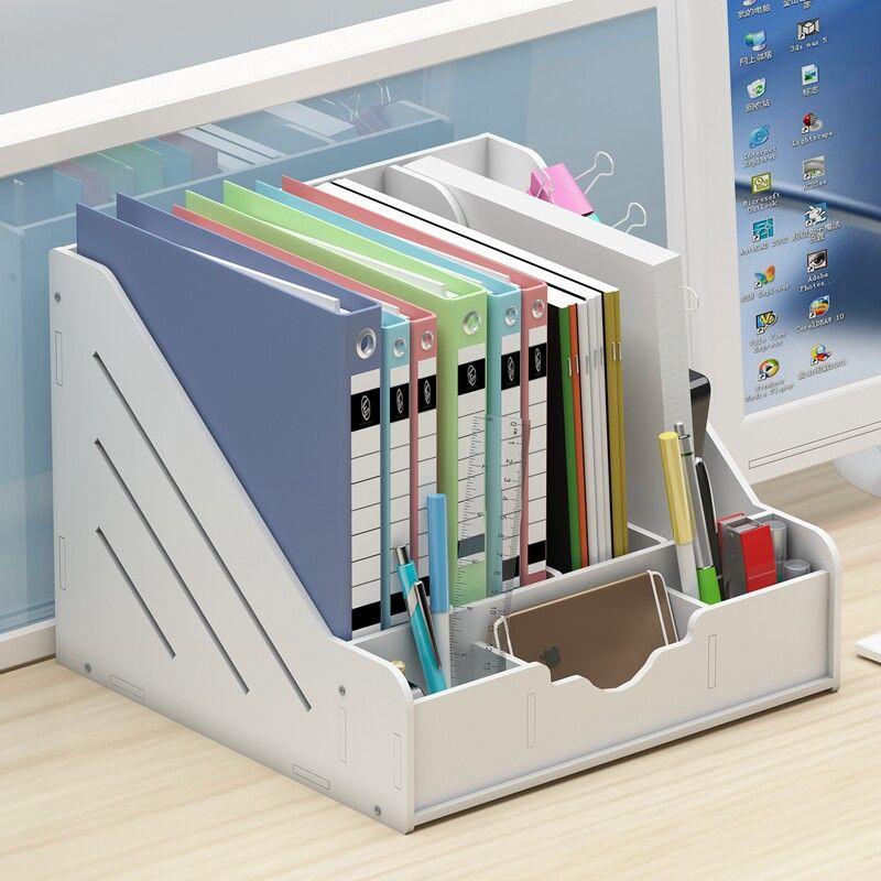 File Box Document Rack Four-Column Office Supplies Desktop Storage Basket Folder Storage Box Thickened Quadruple File Shelf