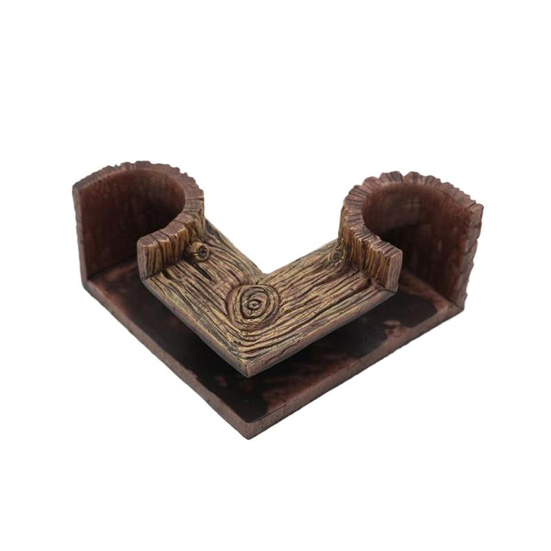 

A25F-For Saltwater Freshwater Fish Tank Tunnel Two Hole Underground Tunnel Cave Wood Grain Aquatic Shelter For Corner Tanks Home