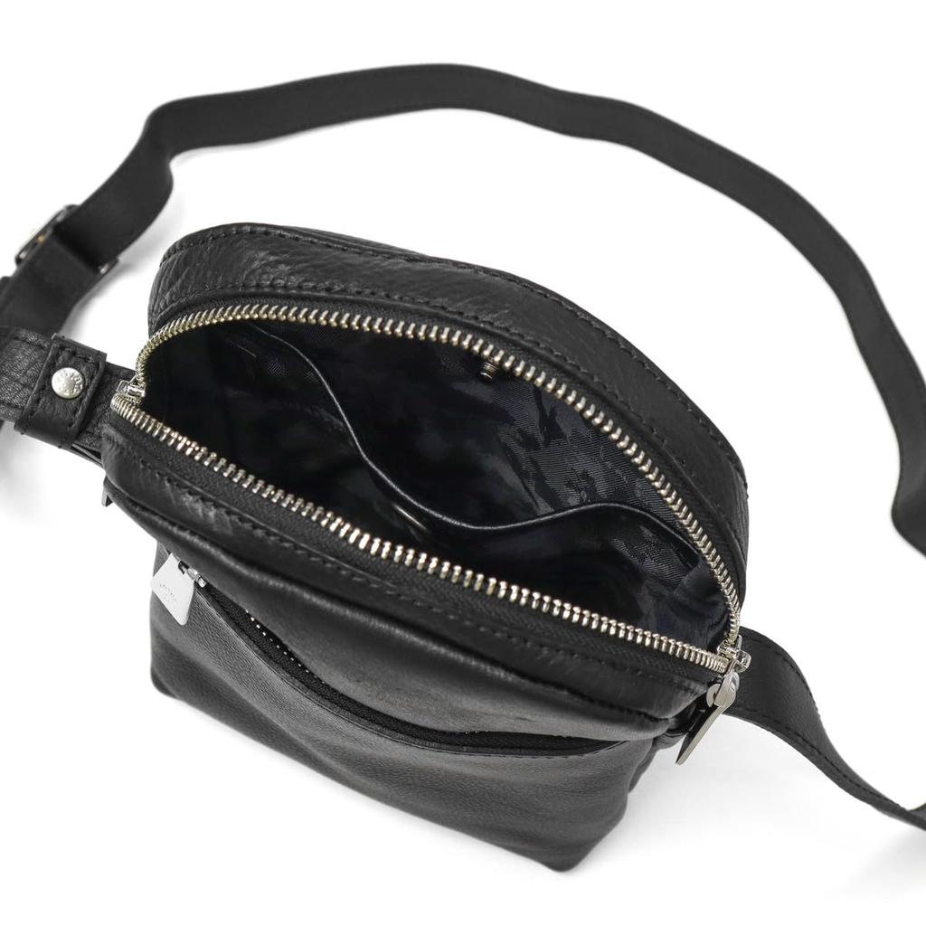 aniary 07-03005 Shoulder Bag Navy Leather Compact Crossbody with Keyring