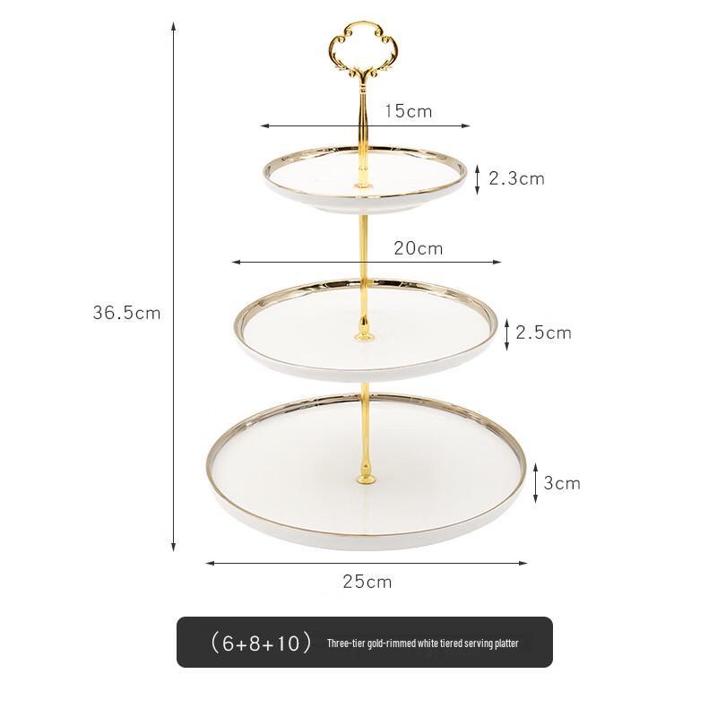 Light Luxury Ceramic 3-Tier Dessert & Fruit Plate