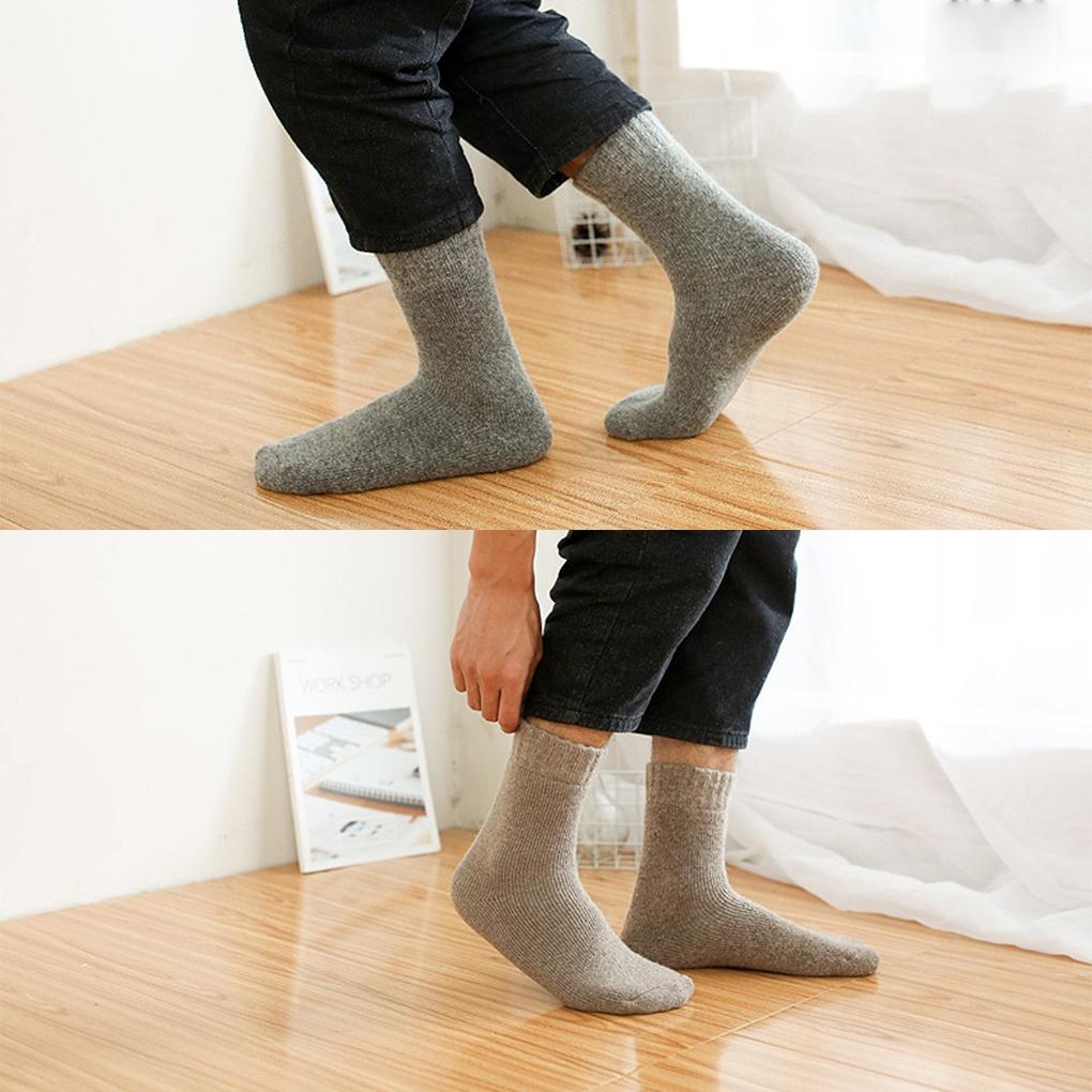 1 Pair Winter Socks Cold Weather Solid Color Thermal Hosiery Foot Warmer Breathable Comfortable Clothing Dressing Footwear