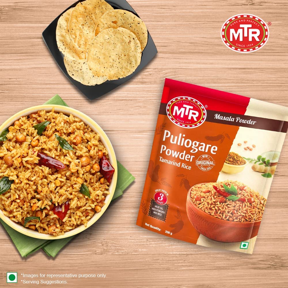 MTR Puliogare Powder Traditional Tamarind Rice Masala 200g Authentic South Indian Spice Mix for Tangy Meals and Instant Cooking