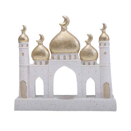 Ramadan Resin Art Statue Islamic Mosque Cultural Ornament Handcrafted Mosque Models Tower Decoration for Eid Home Office Ramadan Mubarak Gift