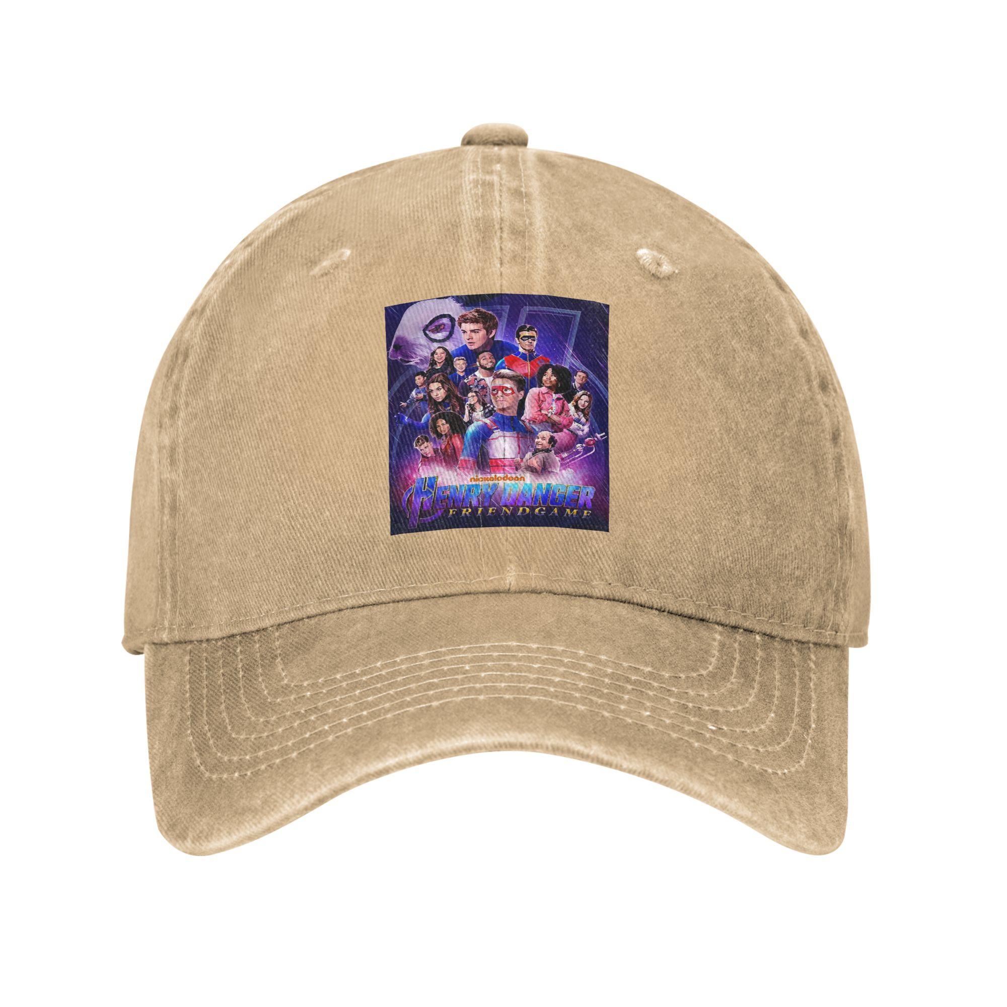 

Captain Henry and Kid Danger Washed Denim Cap Casual Baseball Caps Adjustable Hat Summer Unisex Baseball Hats One Size