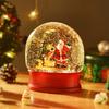 Christmas Snow Globe Craft Gift with Music & Light Glittering Music Box Santa Carriage Ornament for Holiday Decor Xmas Gift