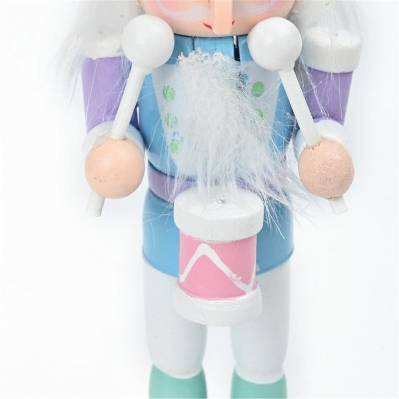 6pcs Festival Wood Soldier Figurines Holiday Nutcrackers Ornament in Soft Color for Creative Party Decoration
