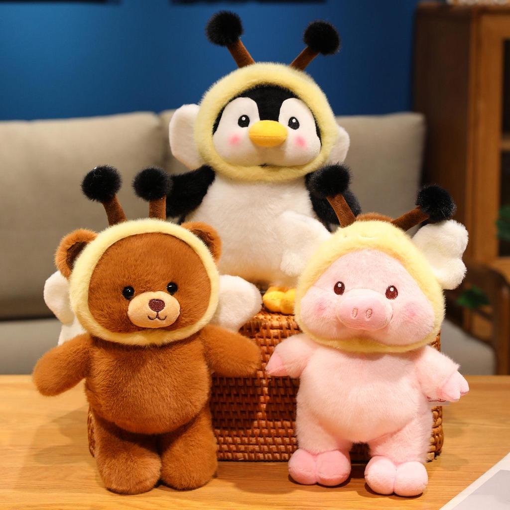 Hobby Cute Animal Plush Toy: Bee, Penguin, Pig, Teddy Bear Soothing Doll for Children
