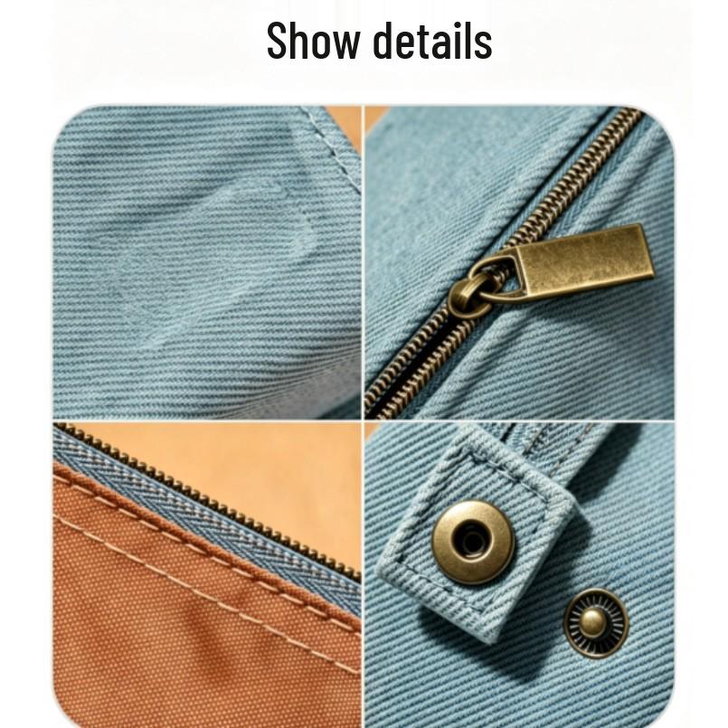 Large Capacity Cross-border Denim Pencil Case with Handle