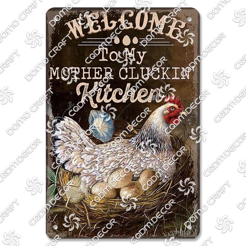 Retro Chicken Poster Metal Tin Signs Rooster Hen Eggs Metal Plate Vintage Wall Decor Club Farm Chicken Coop