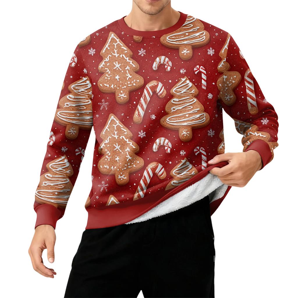 Men's Round Neck Fleece-Lined Thick Solid Color Sweatshirt