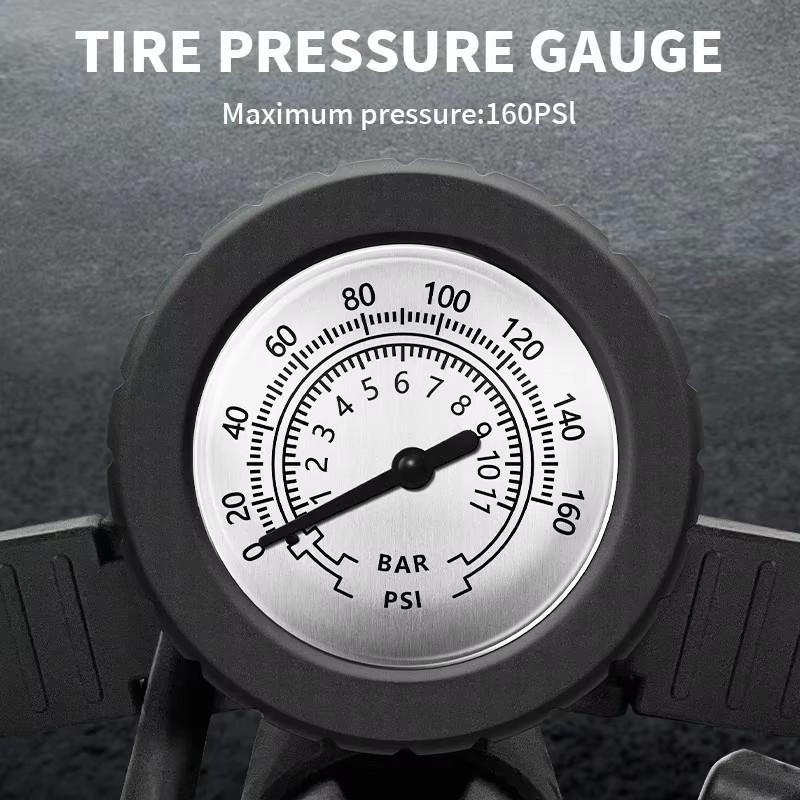 BUCKLOS 160PSI Bike Pumps Schrader/Presta Bicycle Tire Valve Pump Inflator High-Pressure Gauge Tire Inflator for Motorcycle