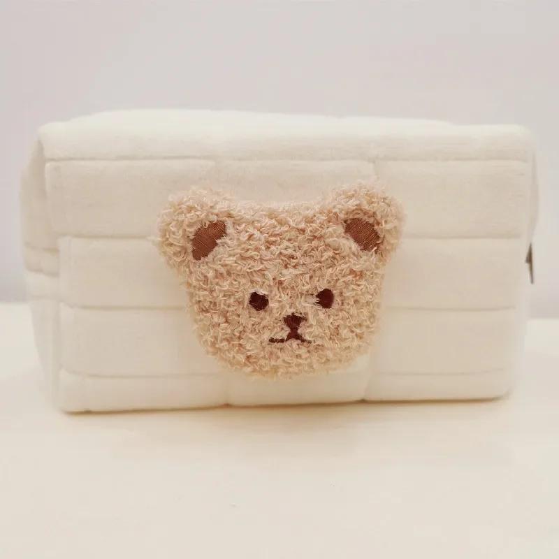Портативная милая косметичка-мишка для малыша, косметички для макияжа, пеленальный мешочек, органайзер для детских вещей, многоразовая хлопковая сумочка-клатч для мамы