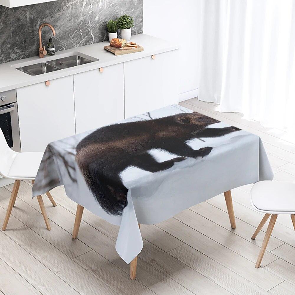 Cute Mink Animal Tablecloth Party Restaurant Table Decoration Waterproof Rectangular  Kitchen New Home