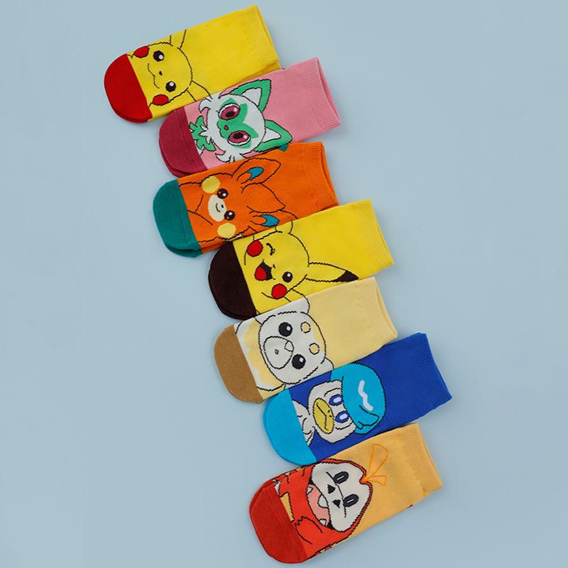 6 paar willekeurige combinatie grappige cartoon anime Pok é mon patroon heren crew sokken comfortabel en zacht koppel casual sokken