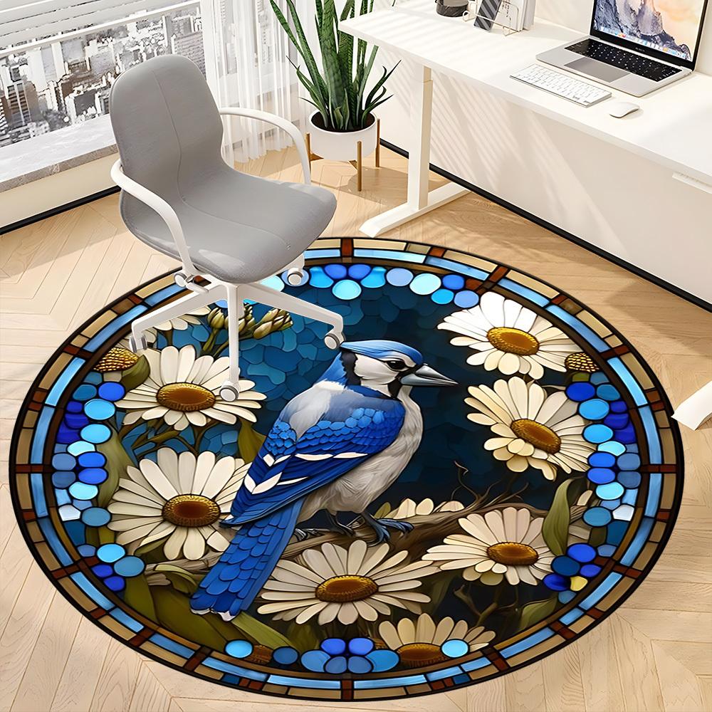 1pc Stained Glass Jay Carpet for Office, Non-slip, Soft and Durable Office Rug, Perfect for Office yy260128094