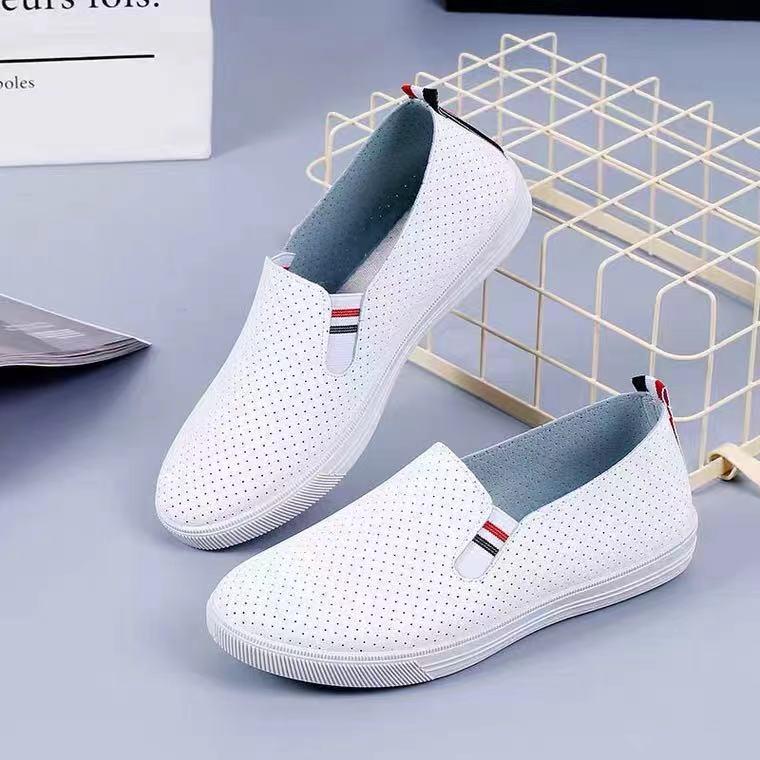 Women's Breathable Hollow Cloth Shoes - Spring/Summer 2025 Flat White Versatile Soft Sole