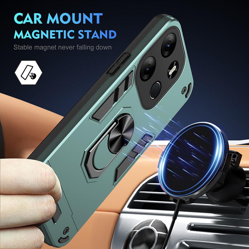 Heavy Duty Armor Shockproof Case For Tecno Spark G0 2022 2023 Spark G0 2024 Spark G0 2025 Magnetic Stand Hard Back Cover