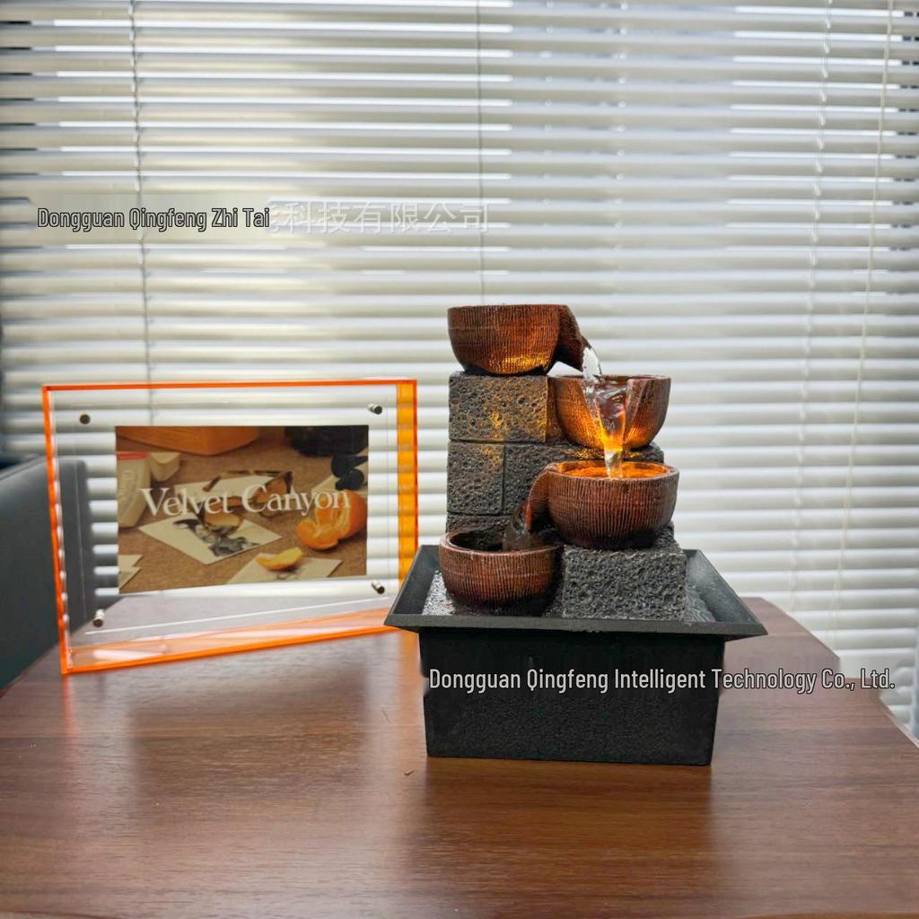 Desktop Small Fountain Water Ornament - Decorative Gift & Purification Handicraft