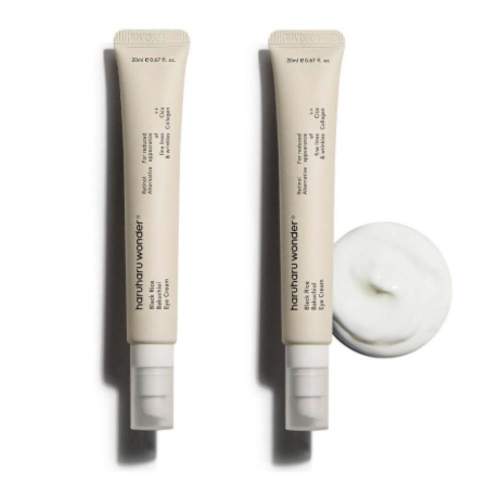 HARUHARU WONDER Black Rice Bakuchiol Eye Cream Duo Set - 20ml x 2 Natural Retinol Alternative for Wrinkle Care & Brightening