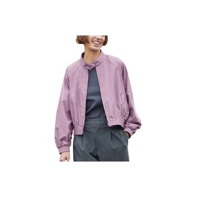 Solid Color Half High Neck Zipper Jacket Women Jackets Light-Blue Purple 456091-71