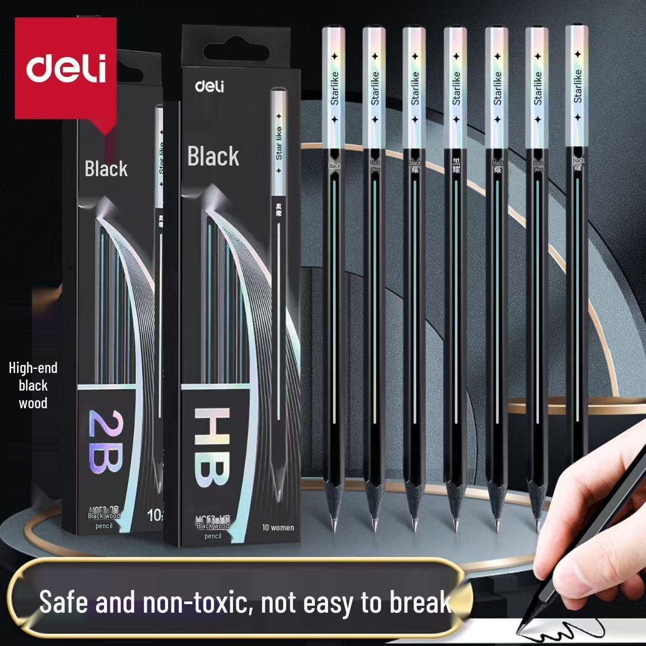 

Deli HC53 Hexagonal Black Wood 2B Pencils for First Graders - Children s Drawing & Writing HB Pencils HB