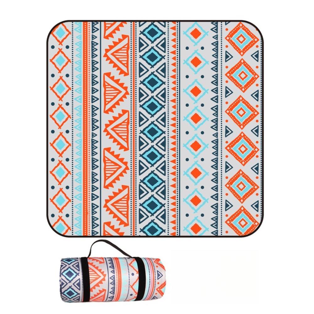Vintage Print Picnic Blanket Waterproof Outdoor Camping Mat Carry Strap Foldable Travel Rug for Beach Park