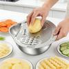 Steel Rice Washer Bowl with Side Drain Holes And Integrated Grater Small Colander for Cleaning Vegetable Bean Kitchen