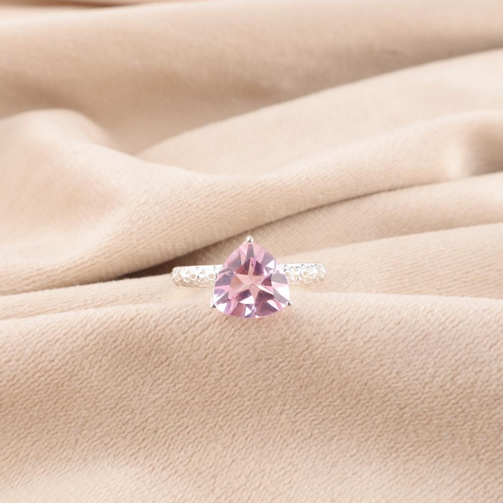 Morganite Gemstone 925 Sterling Silver Jewelry Handmade October Birthstone Ring CZR-10-3