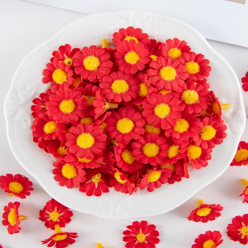 50/100pcs Artificial Flowers Sunflower Silk Daisy Head Festival Home Yard Wedding Decor DIY Scrapbook Fake Plant Festival Wreath