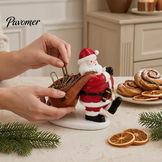 Indoor Christmas Ornament Santa Claus Candy Bowl, Resin Tabletop with Holiday Festive Decoration Storage Slot, Creative Desktop Organizer for