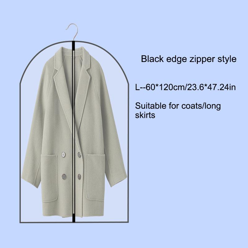 1Pcs Clothes Dust Cover White/Black Fully Enclosed Washable Dust Bag Peva Household Dust Cover With Zipper Coat Suit Cover